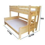 Cama litera de madera maciza Basilio