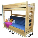 Litera con Sofá Cama – Madera Maciza de Pino Carlos + Colchones