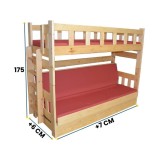 Bunk Bed with Sofa Bed Fabio – Solid Pine Wood + Mattresses