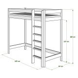 Solid pine wood loft bed mezzanine