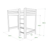 Cama alta de madera de pino macizo